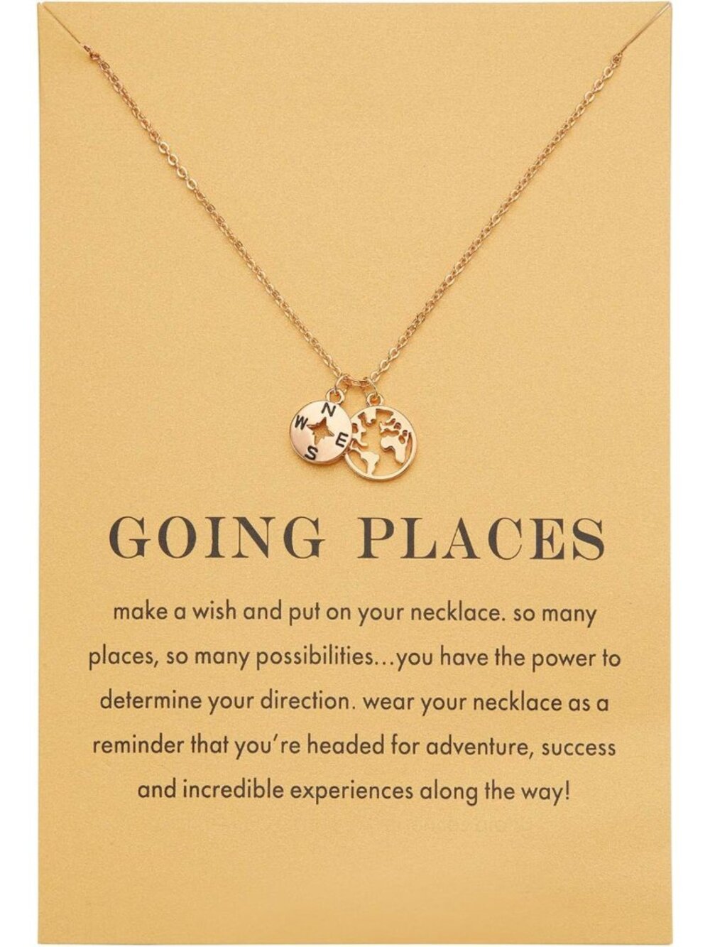 Dainty 18K Gold Plated Compass World Map Pendant Necklace - Perfect Graduation